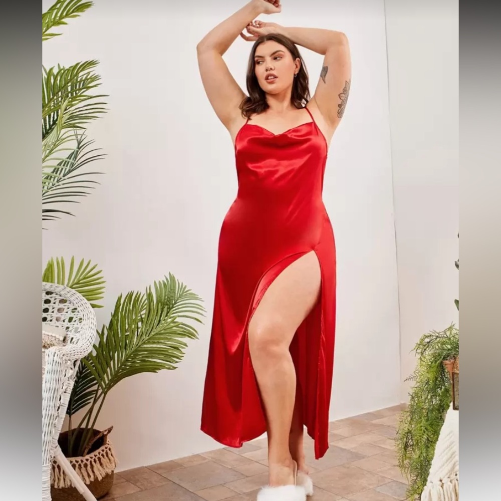 SHEIN Red satin slip dress